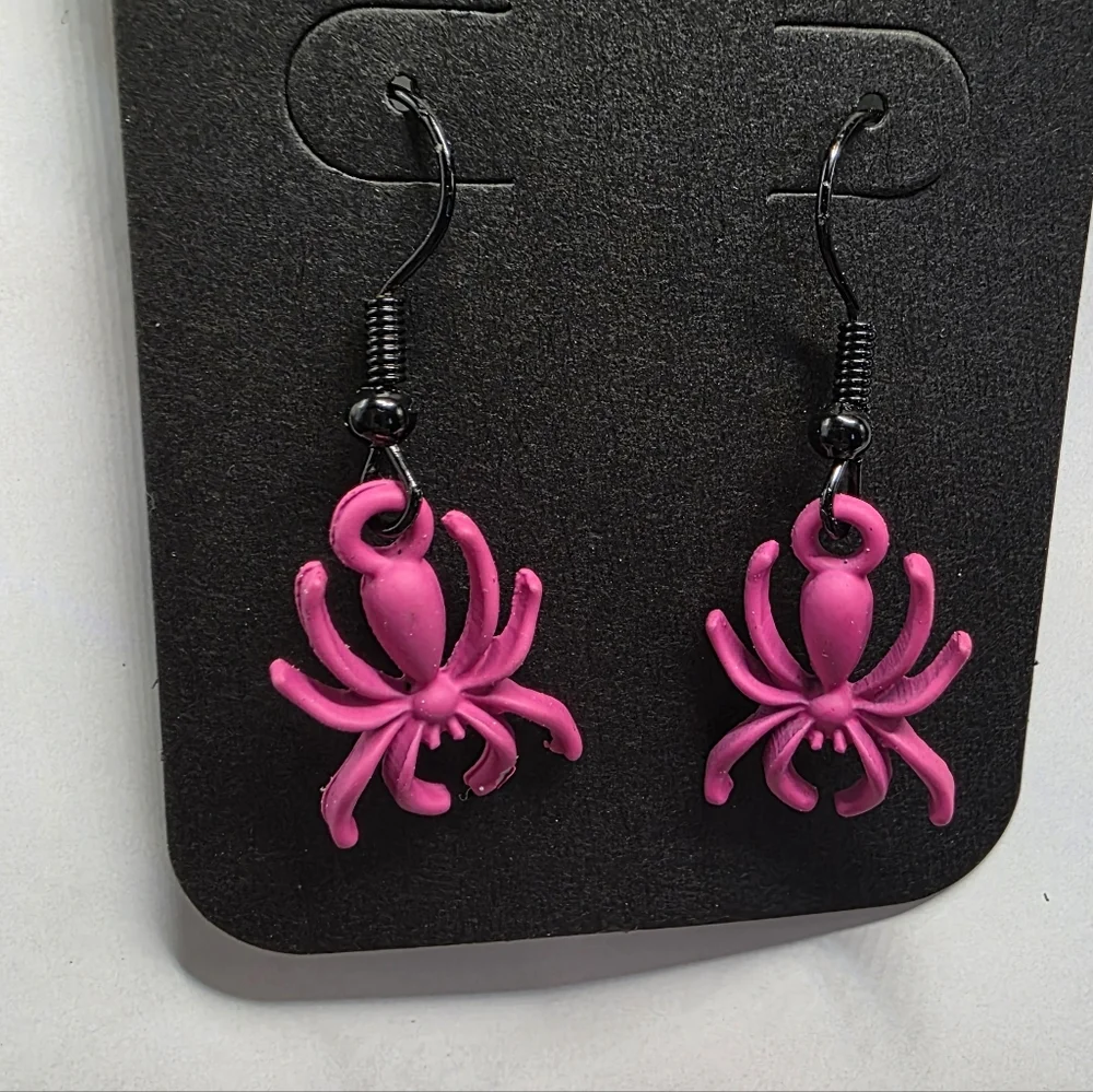 Pink Spider Earrings Handmade Hypoallergenic Inspired by Angel Dust Hazbin Hotel
